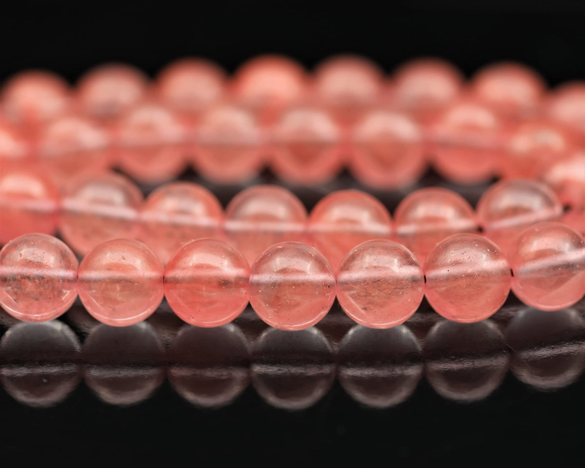 Natural Cherry Quartz Beaded Choker Necklace (Cherry Quartz / 40 Inches)