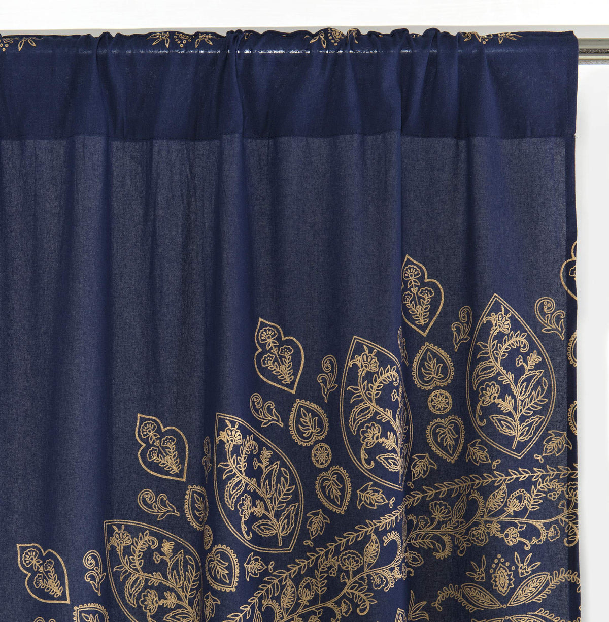 Indian Hippie Mandala Bohemian Beautiful Blue Gold Window Drapery Curtain Bedroom Living Room Balcony Valance Panels (38"W x 83"L (Pack of 2) / Blue Gold)