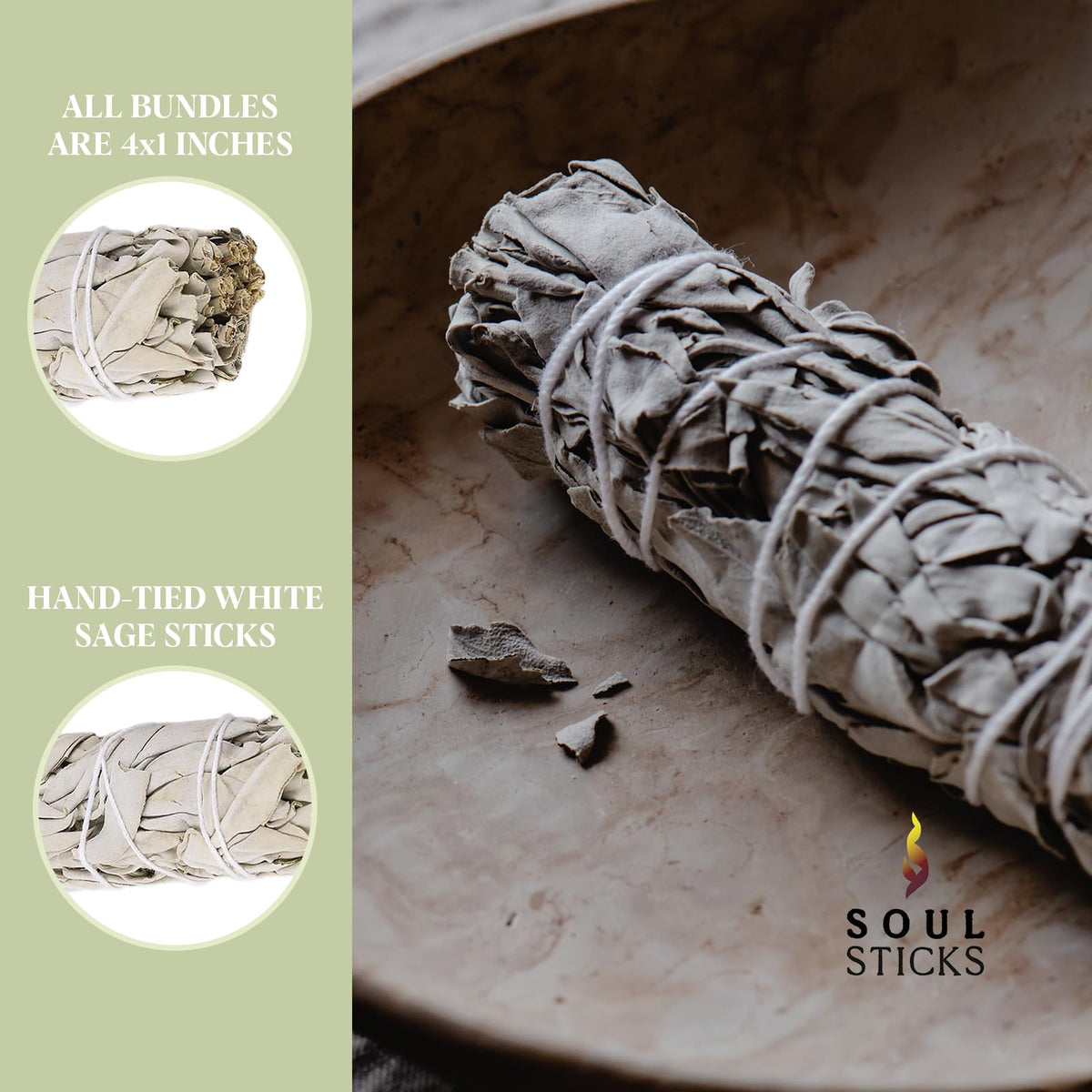 4 Inch 100 Pack Organic White Sage Smudge Smudging Sticks (4 Inch)