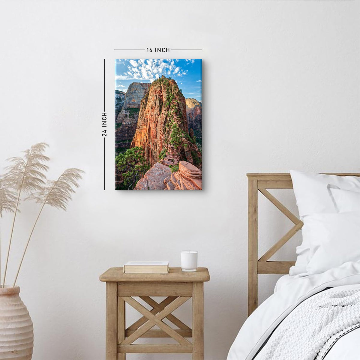 Forest Wall Art Mountain Pictures Wall Decor Zion National Park Posters Utah Angels Landing Landscape Pictures Nature Zion Canyon Painting Artwork for Bathroom Bedroom Home Decoration 16x24" (24"L x 16"W / Zion Canyon)