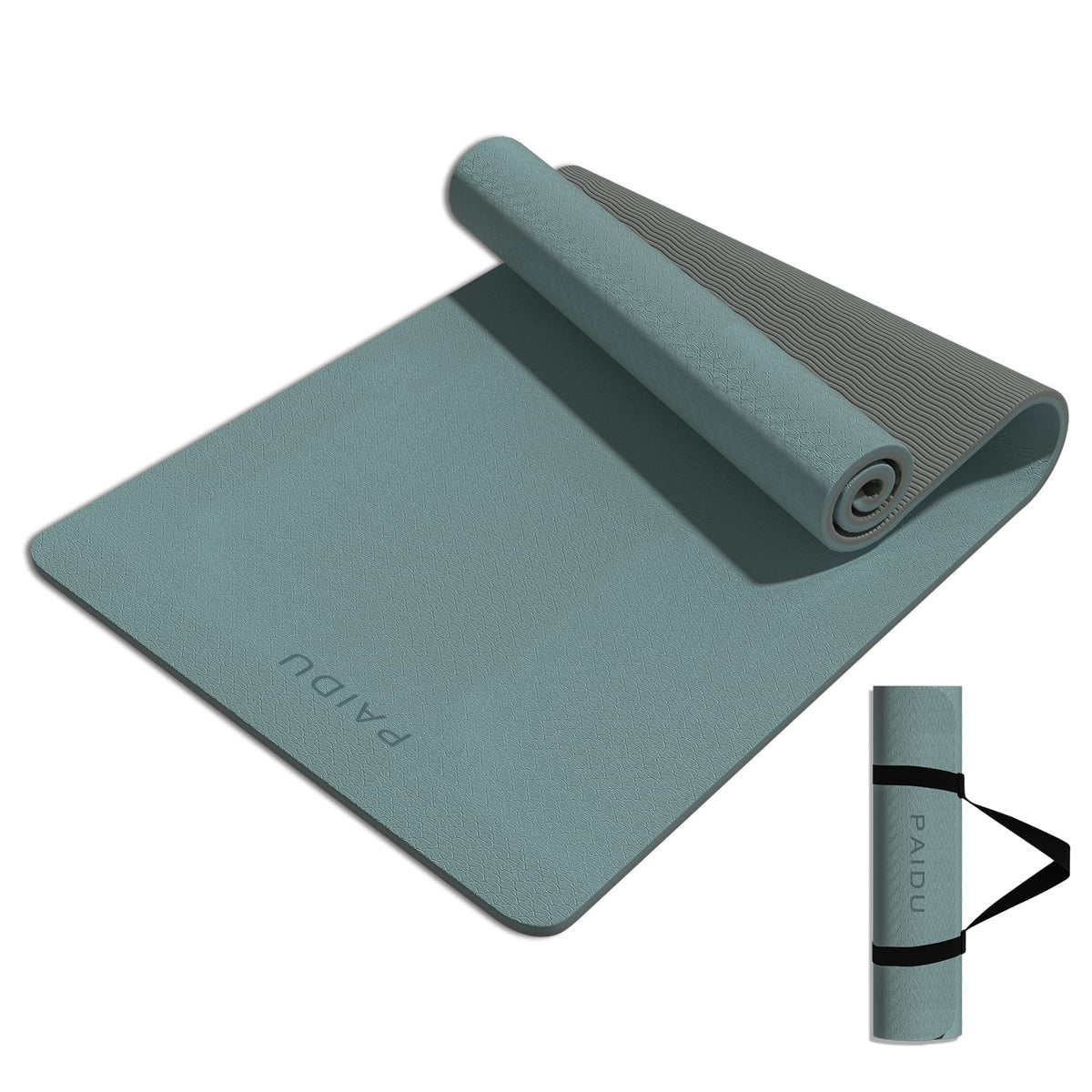TPE Yoga Mat 8mm Thick Non (Deepgreen&Gray)