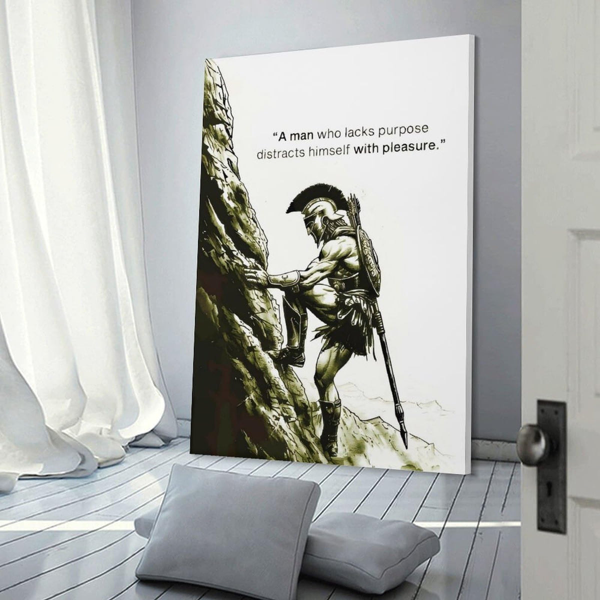 A Man Who Lacks Purpose Spartan Warrior Canvas Printing Wall Art Prints Wall Decor Posters Motivational Mountain Climber Nordic Minimalist Living Room Bedroom Office Gym 16x24inch (style-44 / 16x24inch(40x60cm) Frame)