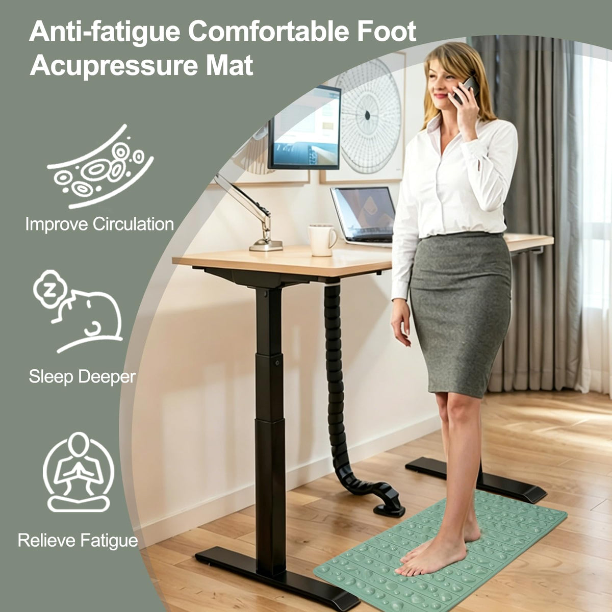Portable Feet Acupressure Mat (Green - Large)