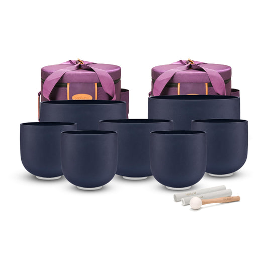440 Hz Chakra Set of 7 Black Crystal Singing Bowls 6 (6-10 inch / 440Hz Set of 7 Black Bowls)