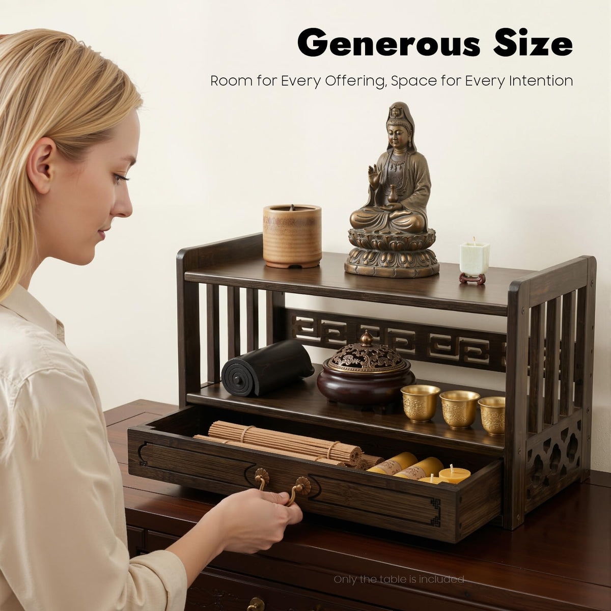 Meditation Storage Table (Walnut Color / 20.4×9.8×11in)