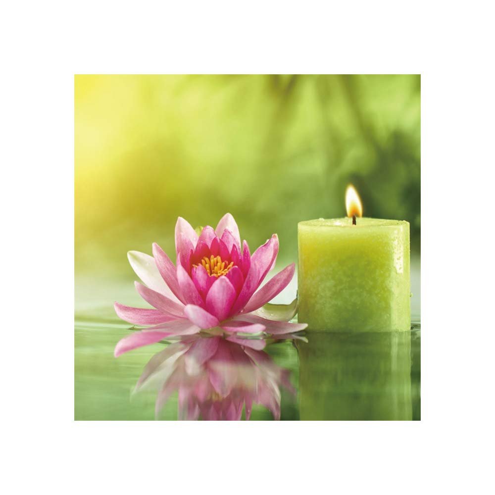 Spa Shower Curtain Pink Lotus and Green Candle Calm Relaxing Bath Curtain Waterproof Polyester Fabric Bathroom Decor Set with Hooks 60x72inch (60"W x 72"L (Pack of 1) / Green 05)