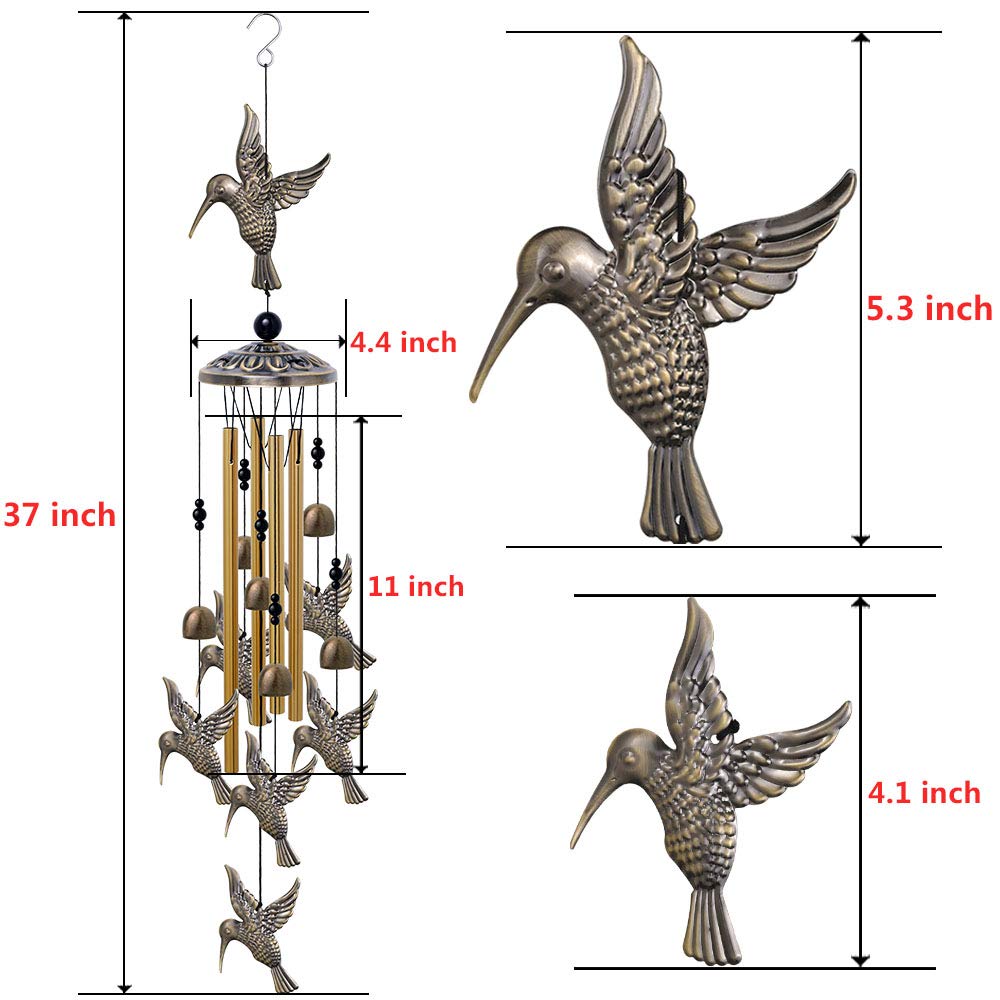 Large Hummingbird Wind Chimes Outdoor Indoor Decor