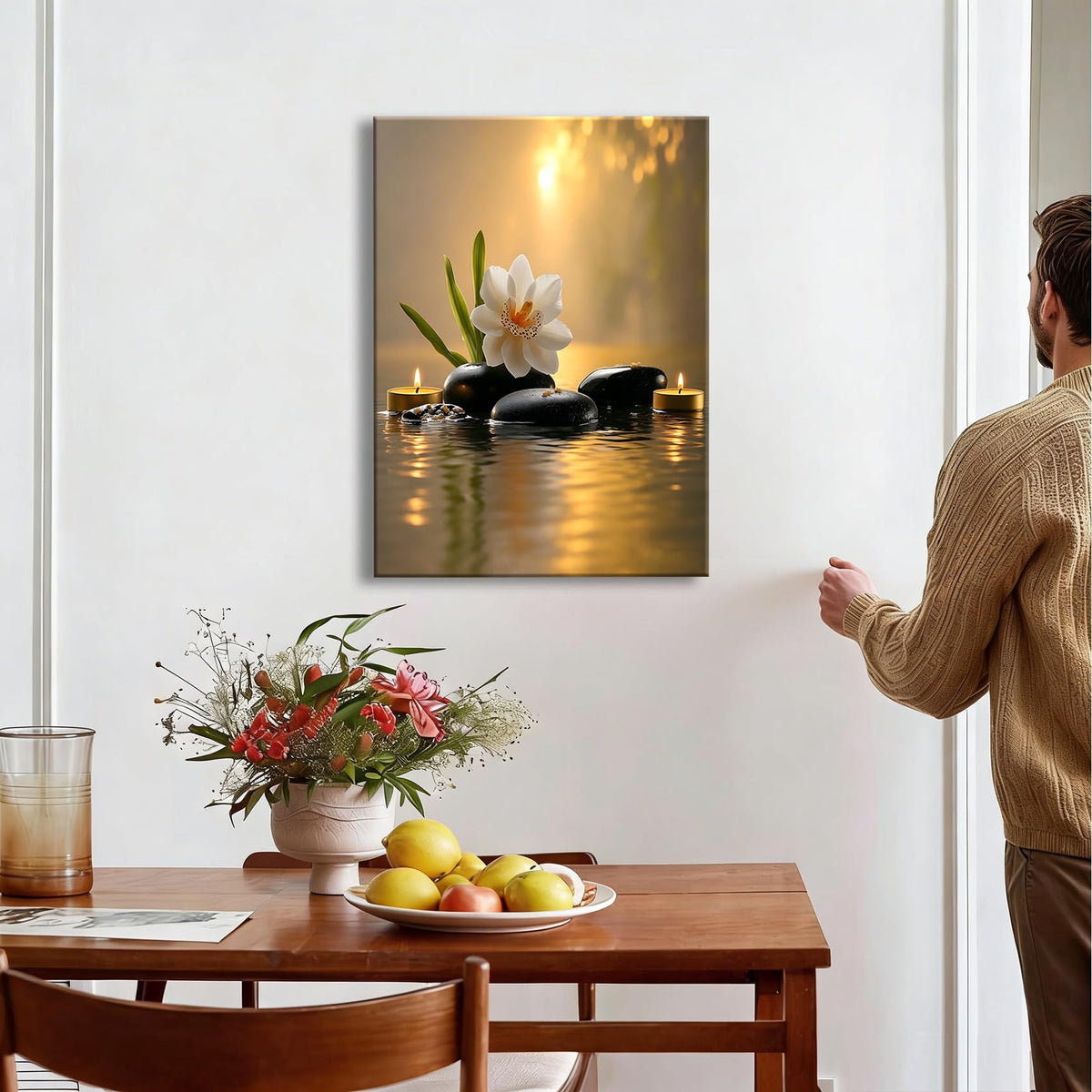 Framed Misty Warm Spa Still Life Canvas Wall Art (Pictures34 / 24"L x 16"W)