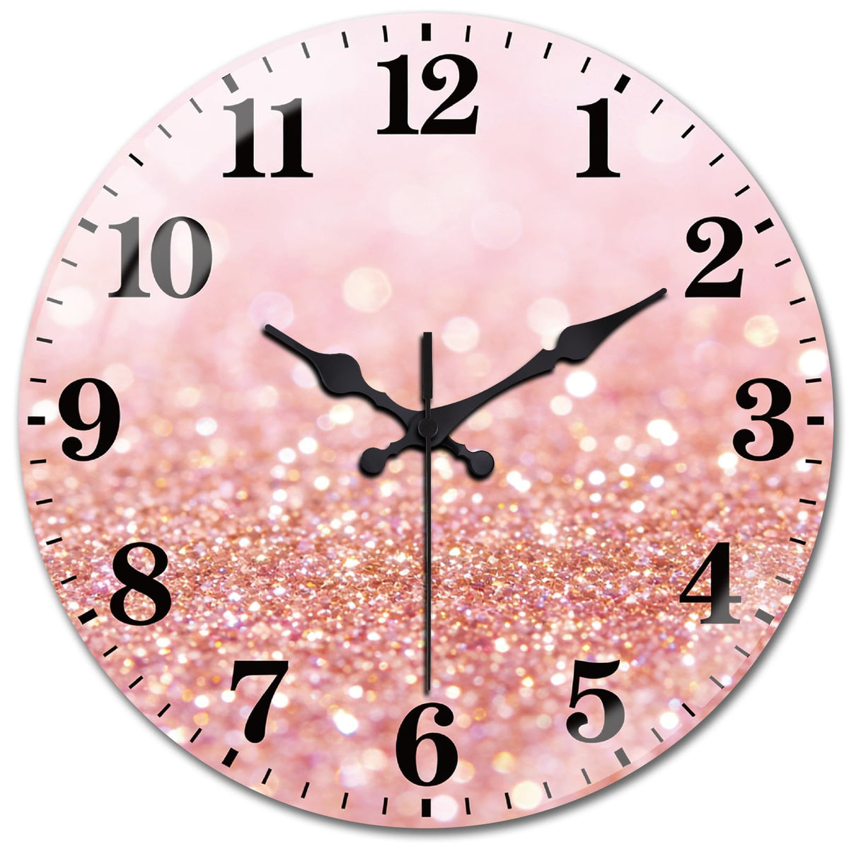 Rose Gold Glitter Wall Clocks Battery Operated (Rose Gold Glitter)