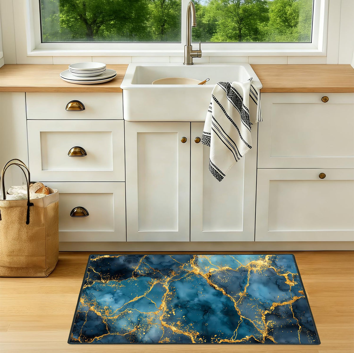 2x3FT Blue Gold Marble Area Rug (#4 / 2' x 3' (Rectangular))
