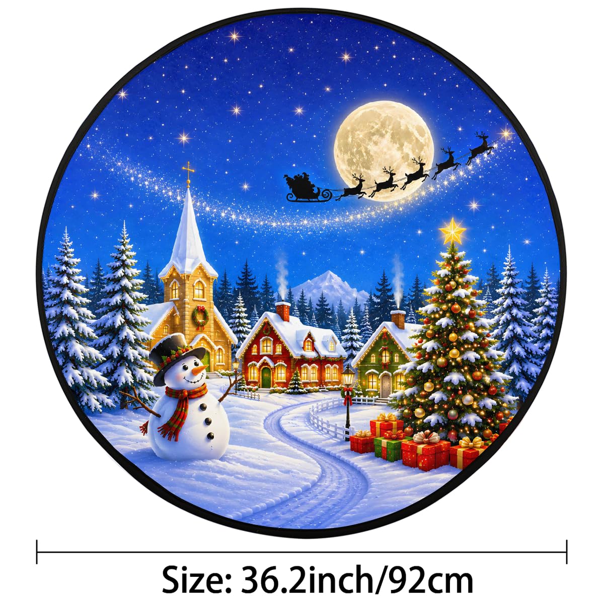 3 Ft Christmas Round Rug Circle Area Rugs Circular Door Mat for Indoor (B:b-11 / 3' (Round))