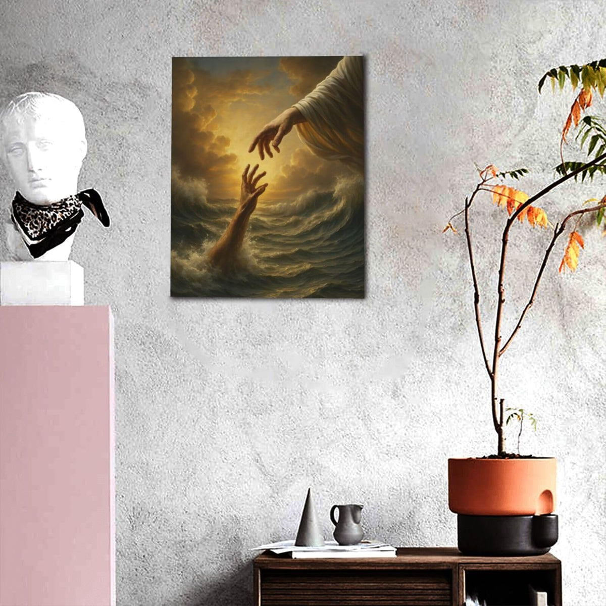 Jesus Wall Art Christian The Hand of God Wall Decor Religious Bible Canvas Paintings Pictures Christ Prints Artwork Framed Decorations For Church Prayer Room Bedroom Living Room Gifts 16" x 20" (Jesus / 20"L x 16"W)