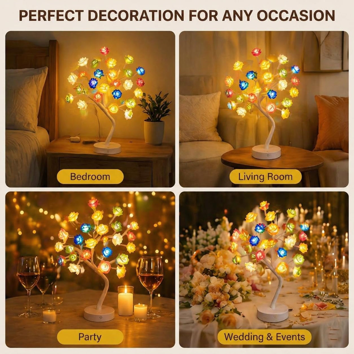 Rose Flower Tree Lamp (Red)