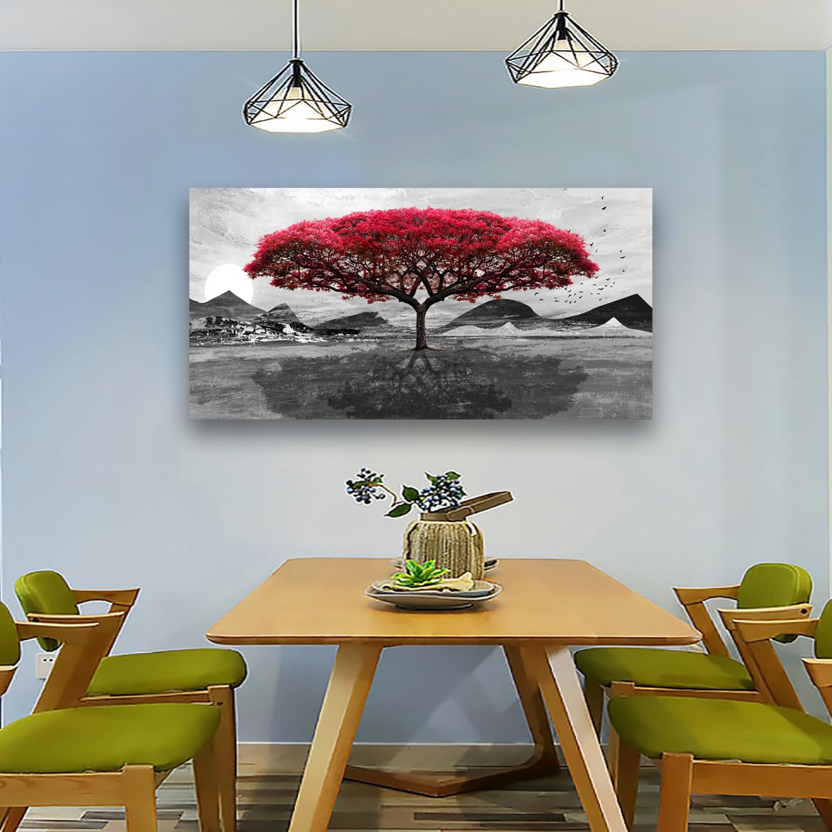 Red Tree of Life Pictures Canvas Wall Art for Living room Office Bedroom Wall Decor (57"L x 28"W / Red Tree of Life)