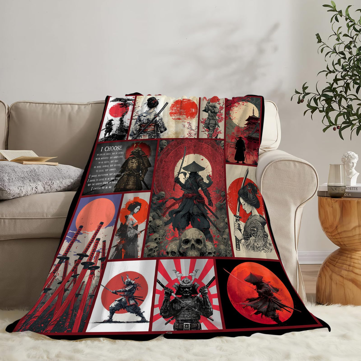 Japanese Samurai Throw Blanket (60"x80" / Japanese)