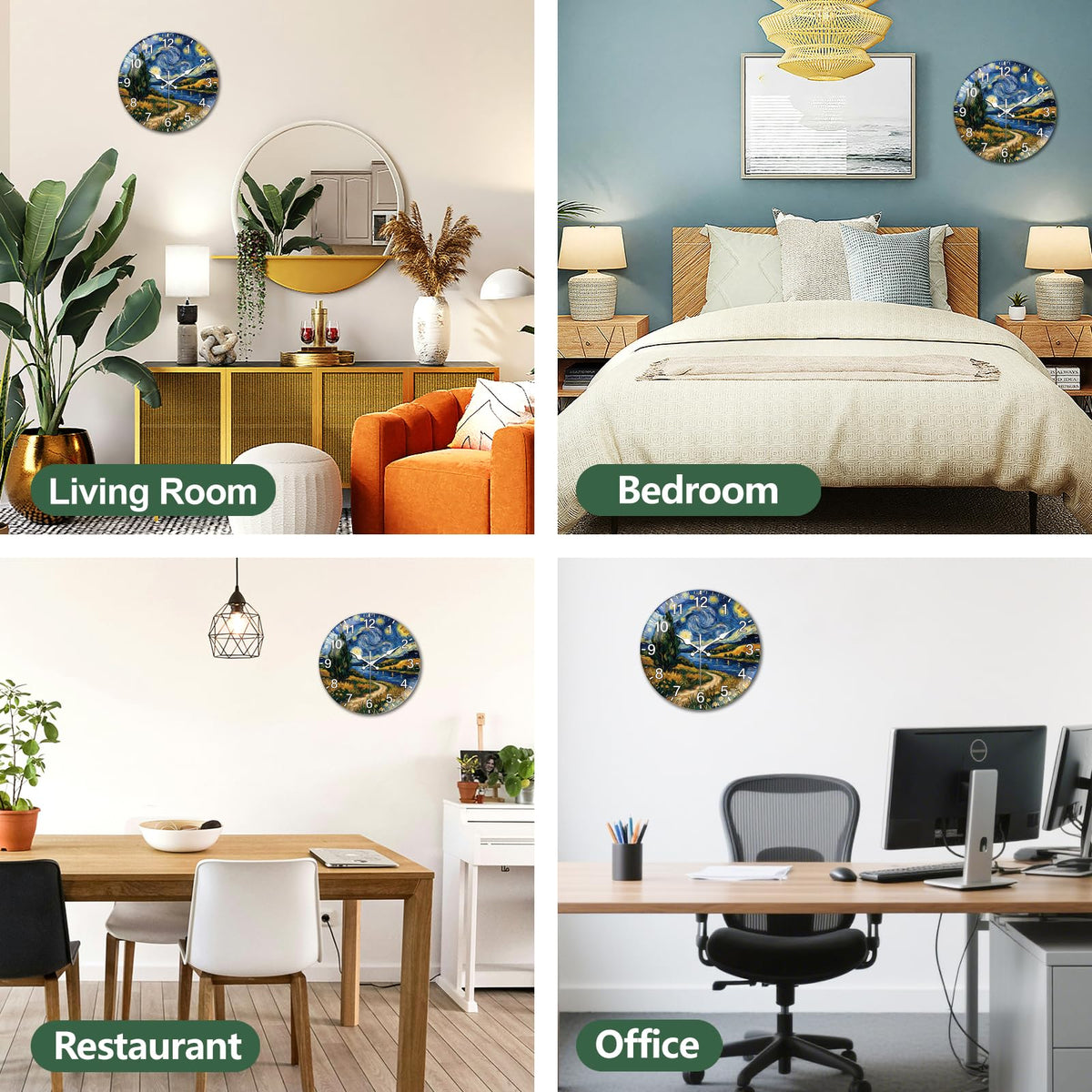 Starry Lake Wall Clocks Battery Operated (Starry Lake Landscape)