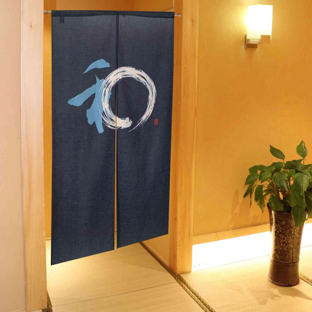 Noren Japanese Doorway Curtain Zen EnsoTapestry Decorations Room Divider Curtain Privacy Anime Curtains (Yamato / 33.5"W x 67"L (Pack of 1))