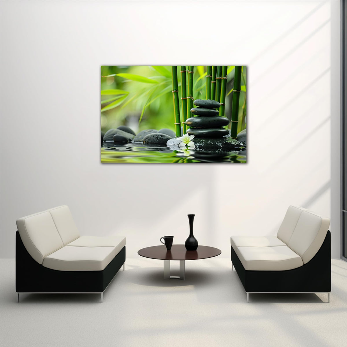 Zen Wall Art Zen Black Stone Canvas Prints for Meditation Office Decor (Zen Stones Canvas Frame-13 / 40"L x 28"W)