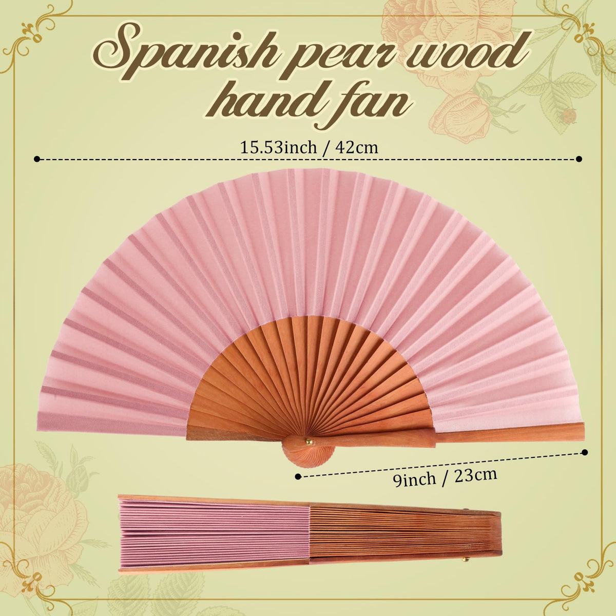 4 Pcs Silk Handheld Folding Fan Women Wood Spanish Fan (Morandi Color)