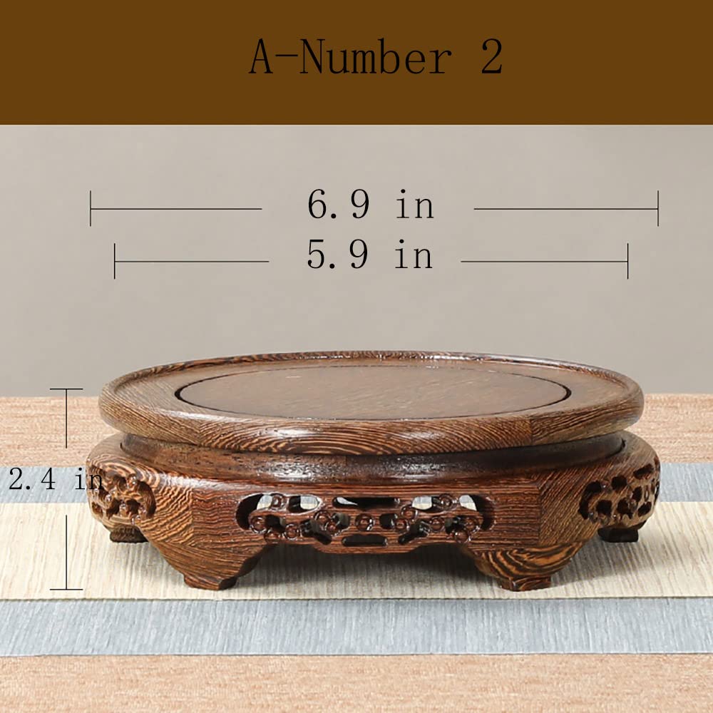 Handcrafted Circular Pedestal Vase Bonsai Statue Holder (A2-5.9'' inside diameter)
