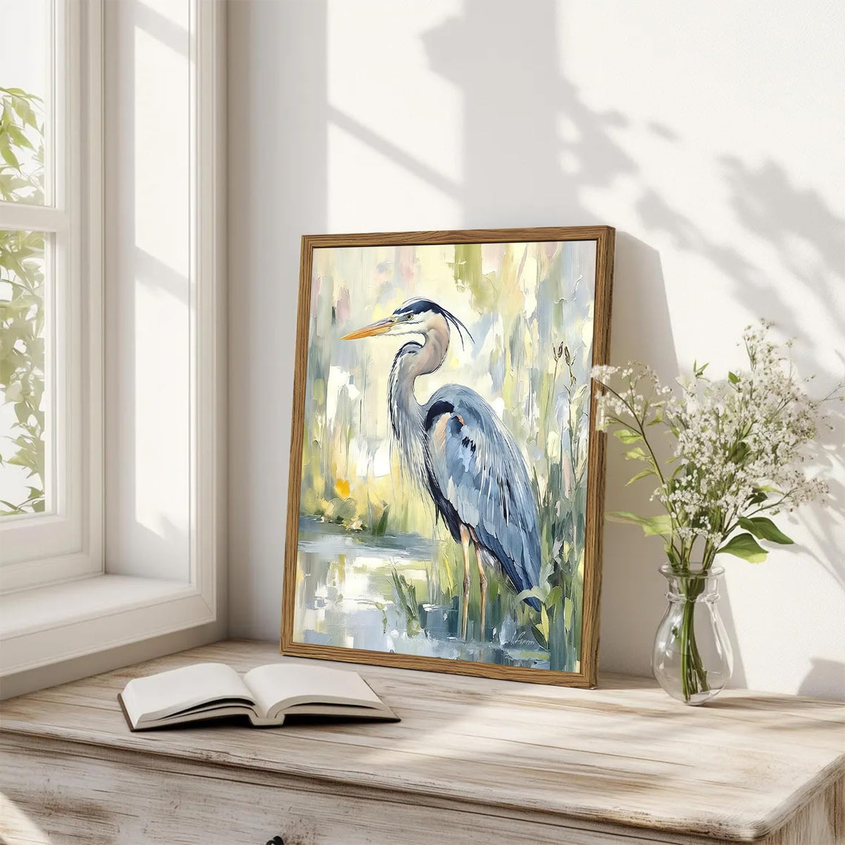 Framed Blue Heron Wall Art (Heron / 24"L x 16"W)