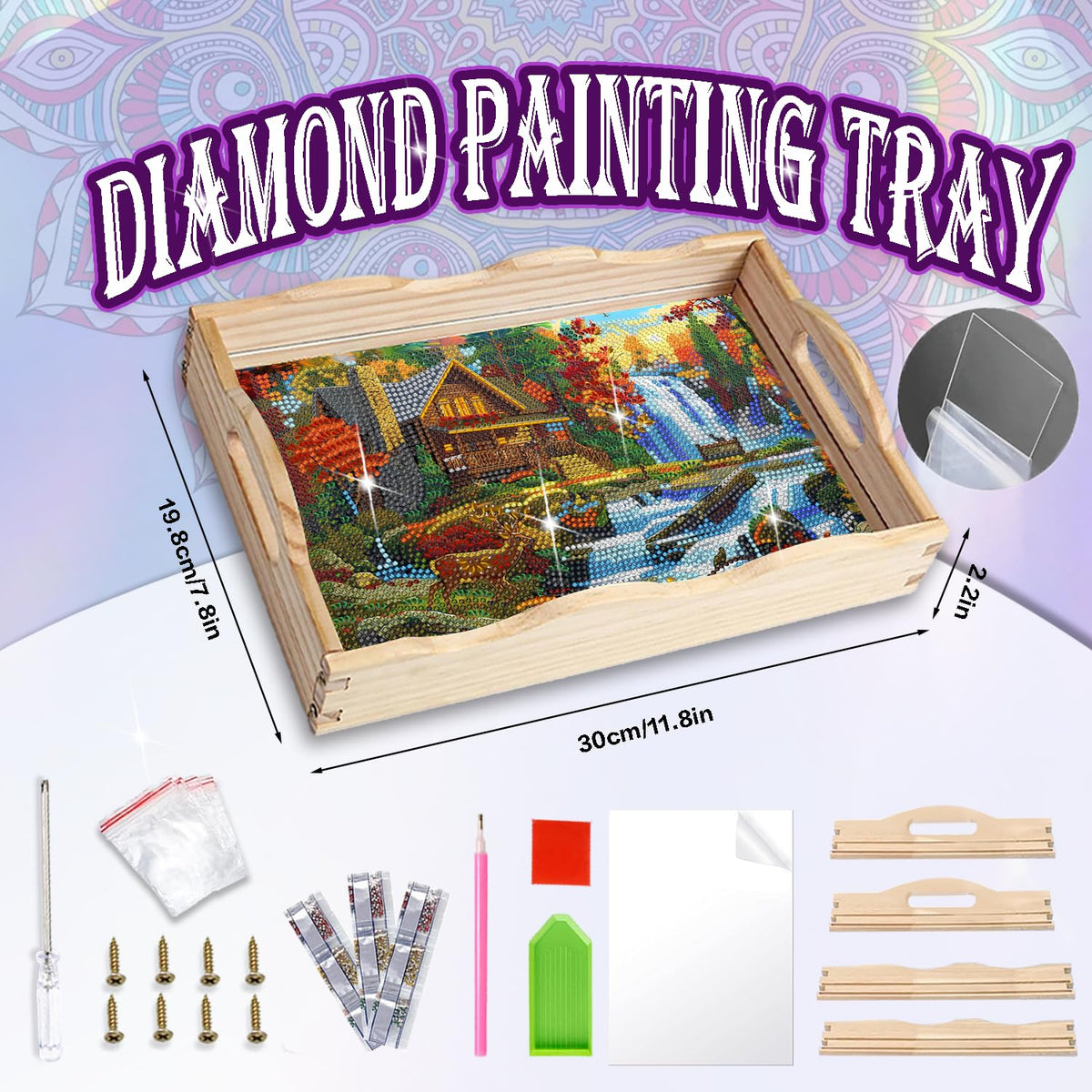 Diamond Art Kits for Adults Wooden Serving Trays with Handles (Landscape AA)