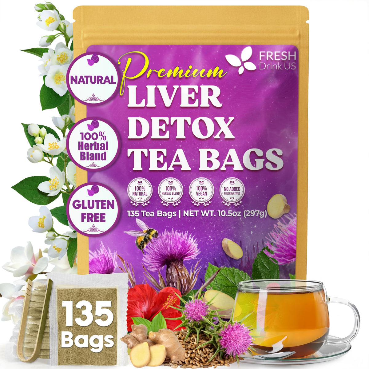 Premium Liver Detox Tea Bags (135 Tea Bags)