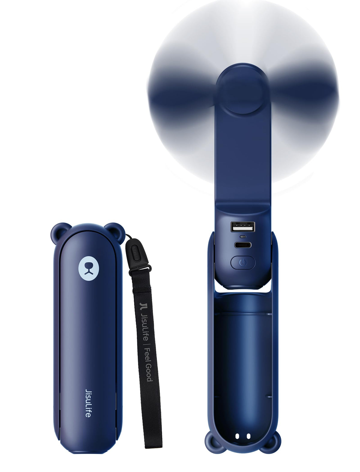 3 IN 1 Portable Fan with Power Bank & Flashlight Featured (Blue)