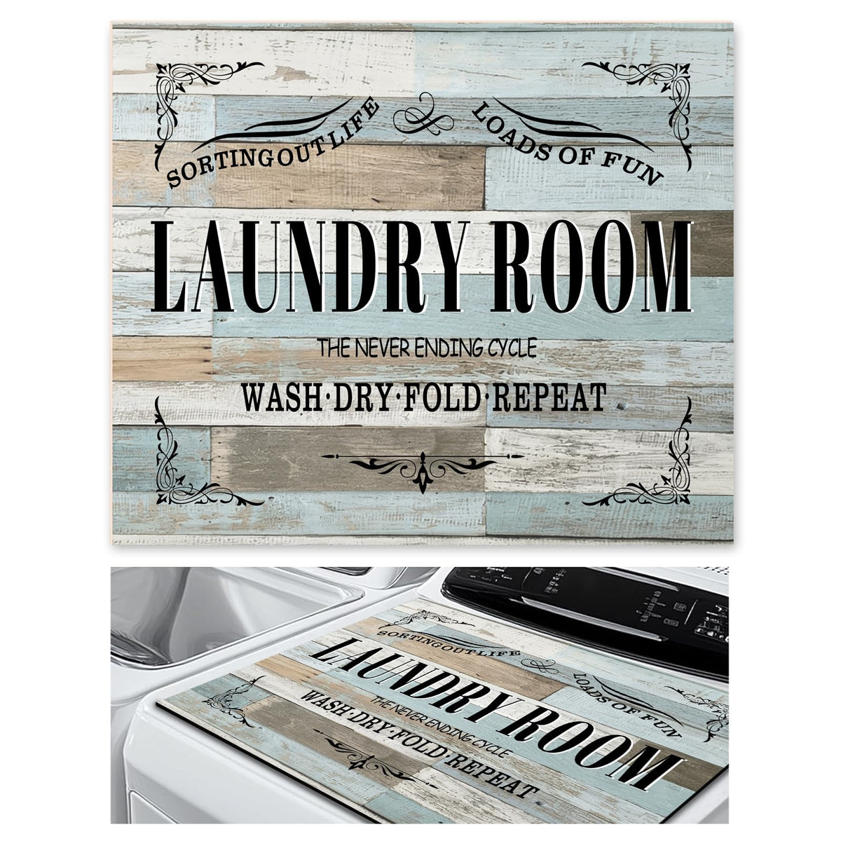 Dryer Top Protector Mat (wood grain laundry room)