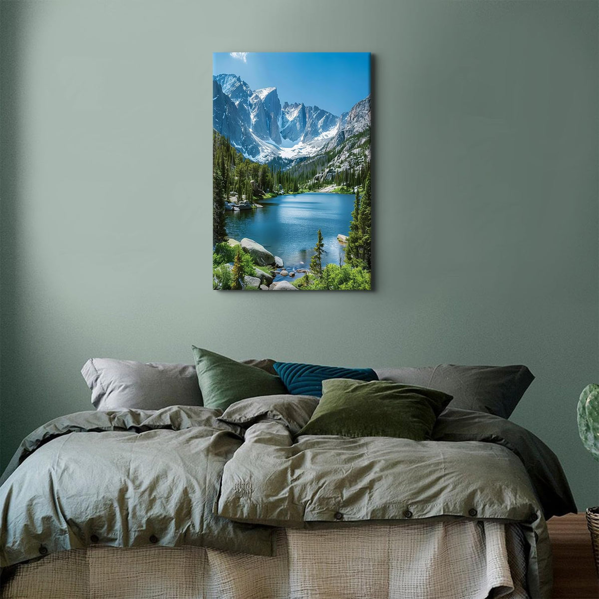 Nature Colorado Wall Art Mountain Wall Decor National Park Poster Modern Pine Trees Forest Lake Scenery Canvas Picture Prints Painting Photography for Living Room Office Artwork Home Decoration 24x36” (24"L x 36"W / RMNP08)