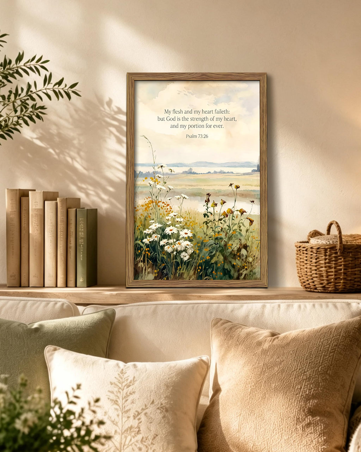 Psalm 73 26 Christian Framed Canvas Wall Art (A-Bible / 24"L x 16"W)