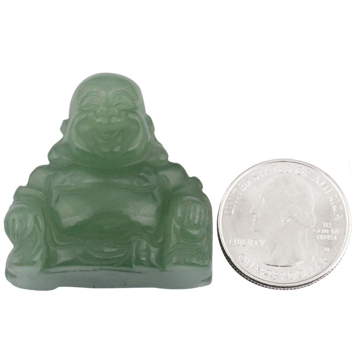1.5 in Green Aventurine Happy Buddha Statue Crystal Figurine (#1-green)