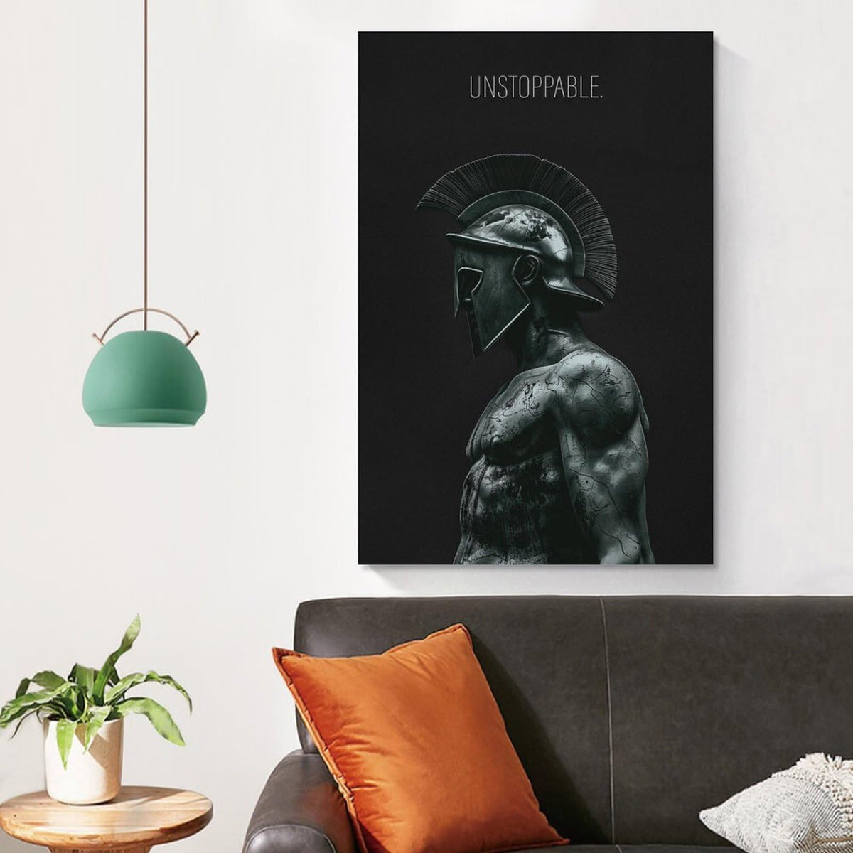 Spartan Warrior Motivational Text Poster Canvas Printing Wall Art Prints Wall Decor Posters Dark Stoic Helmet Minimalist Nordic Living Room Bedroom Office Gym Decor 20x30inch (style-13 / 20x30inch(50x75cm) Unframe)