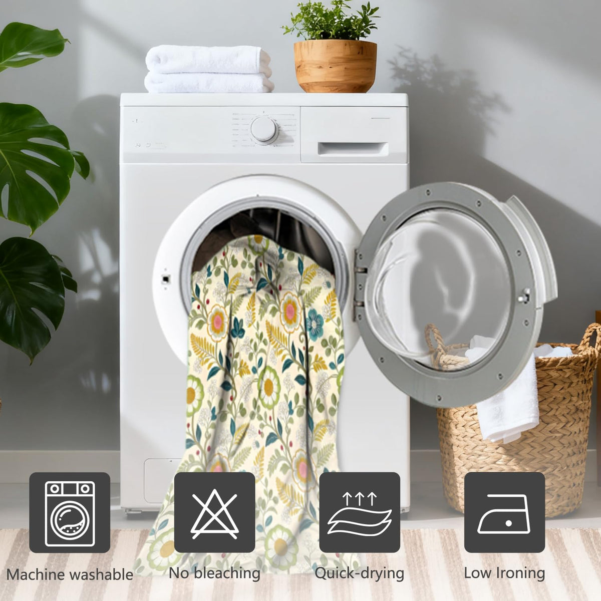 Boho Floral Shower Curtain 72x72 Inch (Boho Floral / 72"W x 72"L (Pack of 1))