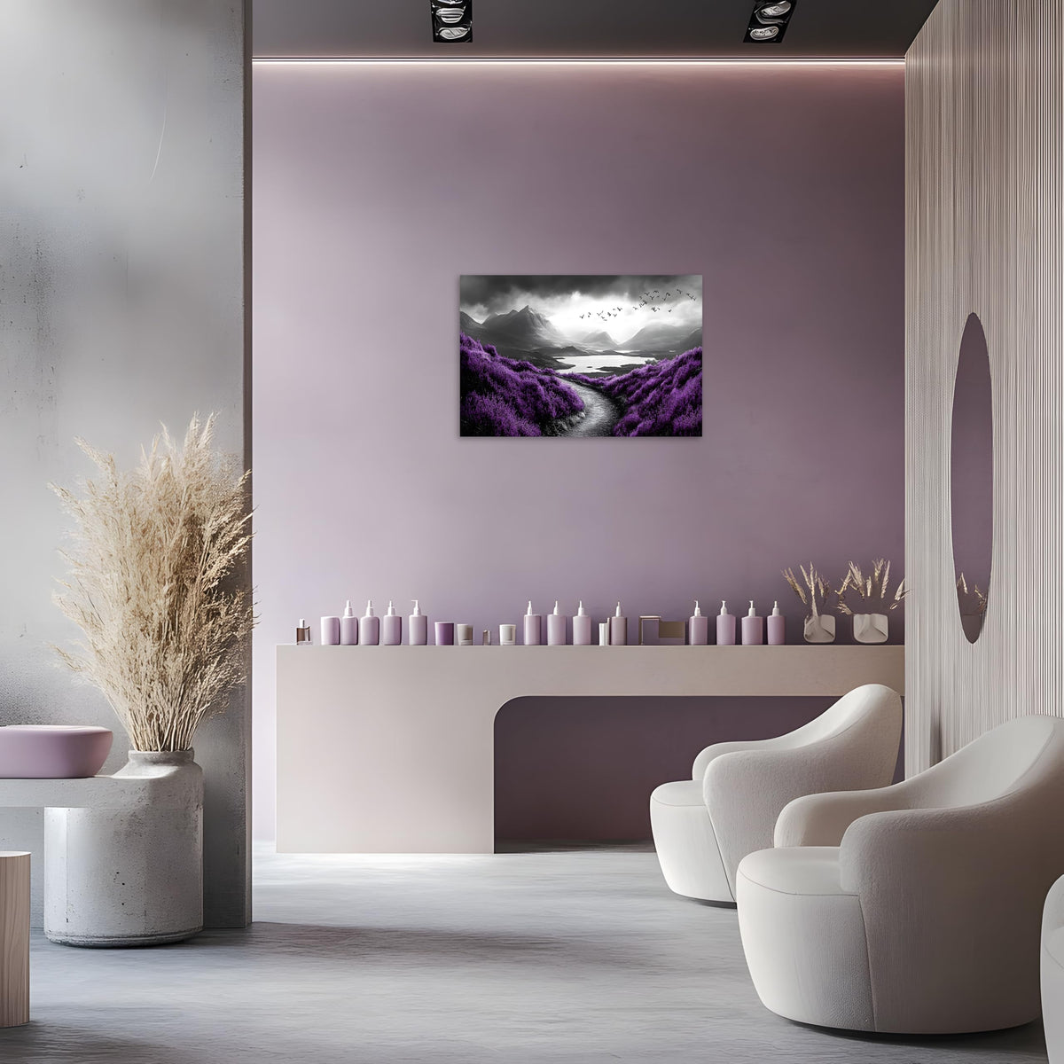 1 Panel Purple Picture for Bedroom Purple Flowers Landscape Paintings Canvas Wall Art Purple Pictures on Canvas Stretched and Framed for Home Decor Living Room Bedroom Wall Art 16x24 inch (24"L x 16"W / Purple Flower 11)