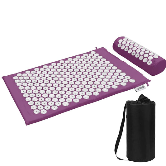 28.7" Acupressure Mat and Pillow Set with Carry Bag (Purple)