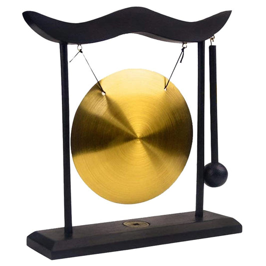 Brass Desktop Gong Pattern Ornament (Brown)