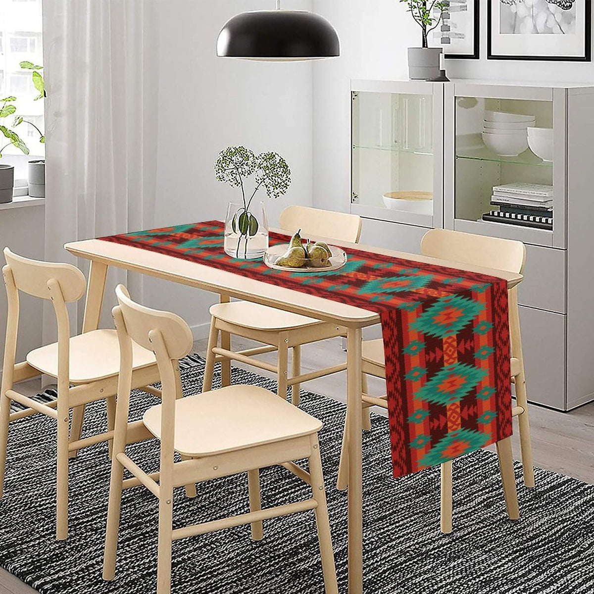 Aztec Table Runner (13x36inch / Red-green Aztec)