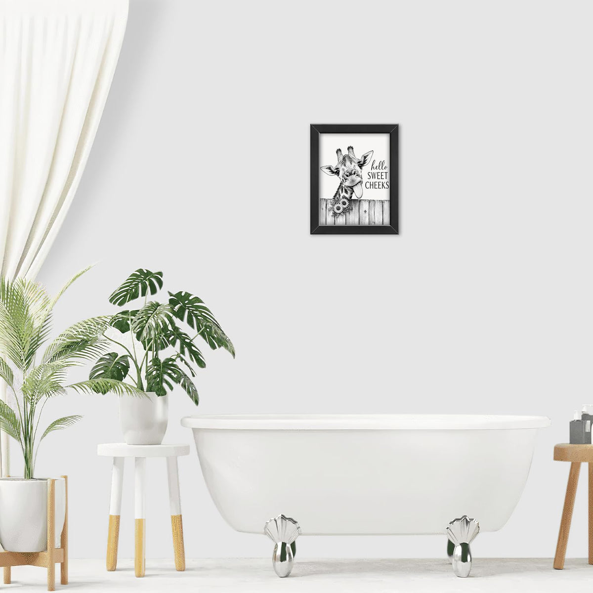 Funny Bathroom Wall Art Framed Giraffe Bathroom Decor (Framed Bathroom Art 1 / 24"L x 16"W)