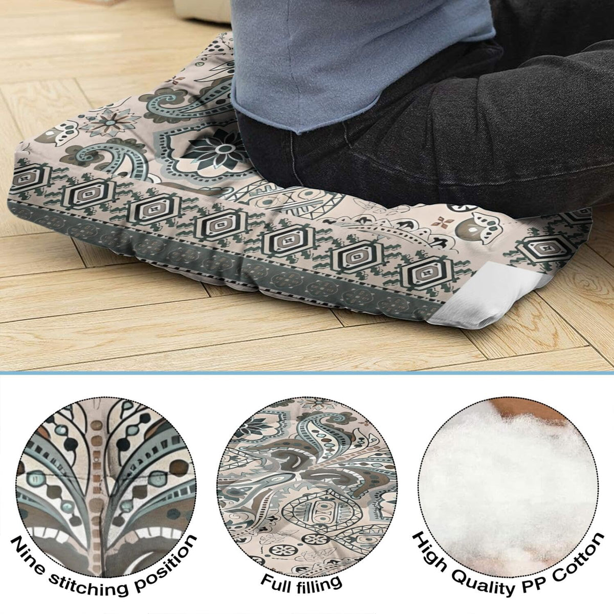 Meditation Cushion (Indian Floral / Square)
