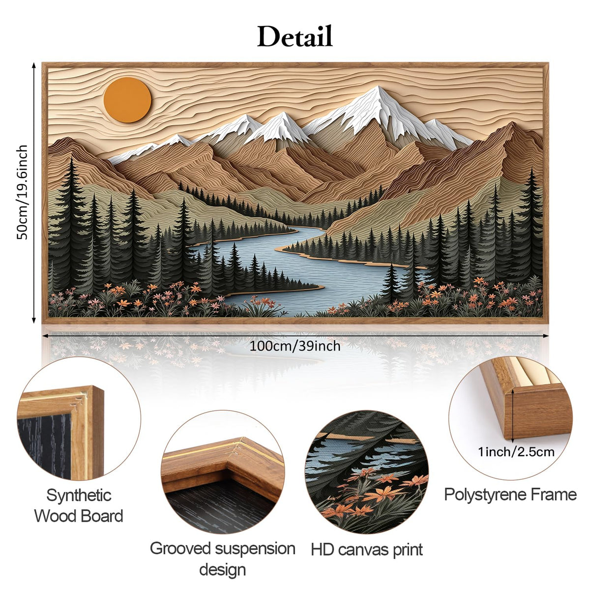 Mountain Framed Wall Art (Mountain B / 40"L x 20"W)