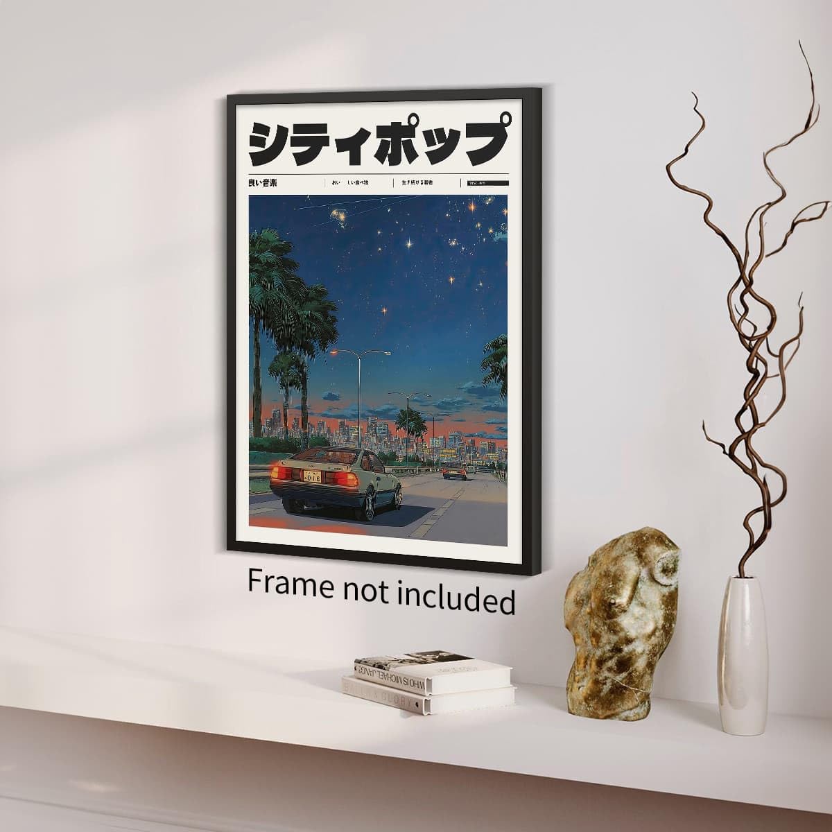 Vintage Japanese Canvas Wall Art 90s Vaporwave Aesthetic Prints Asian Music Posters Modern Ukiyo (Unframed / Japanese Art 012 / 24"L x 16"W)