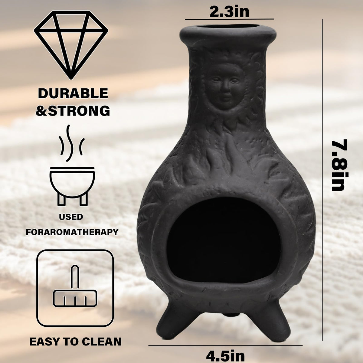 Sun Face Palo Santo Holder (Black -Sun Face Palo Santo Holder)