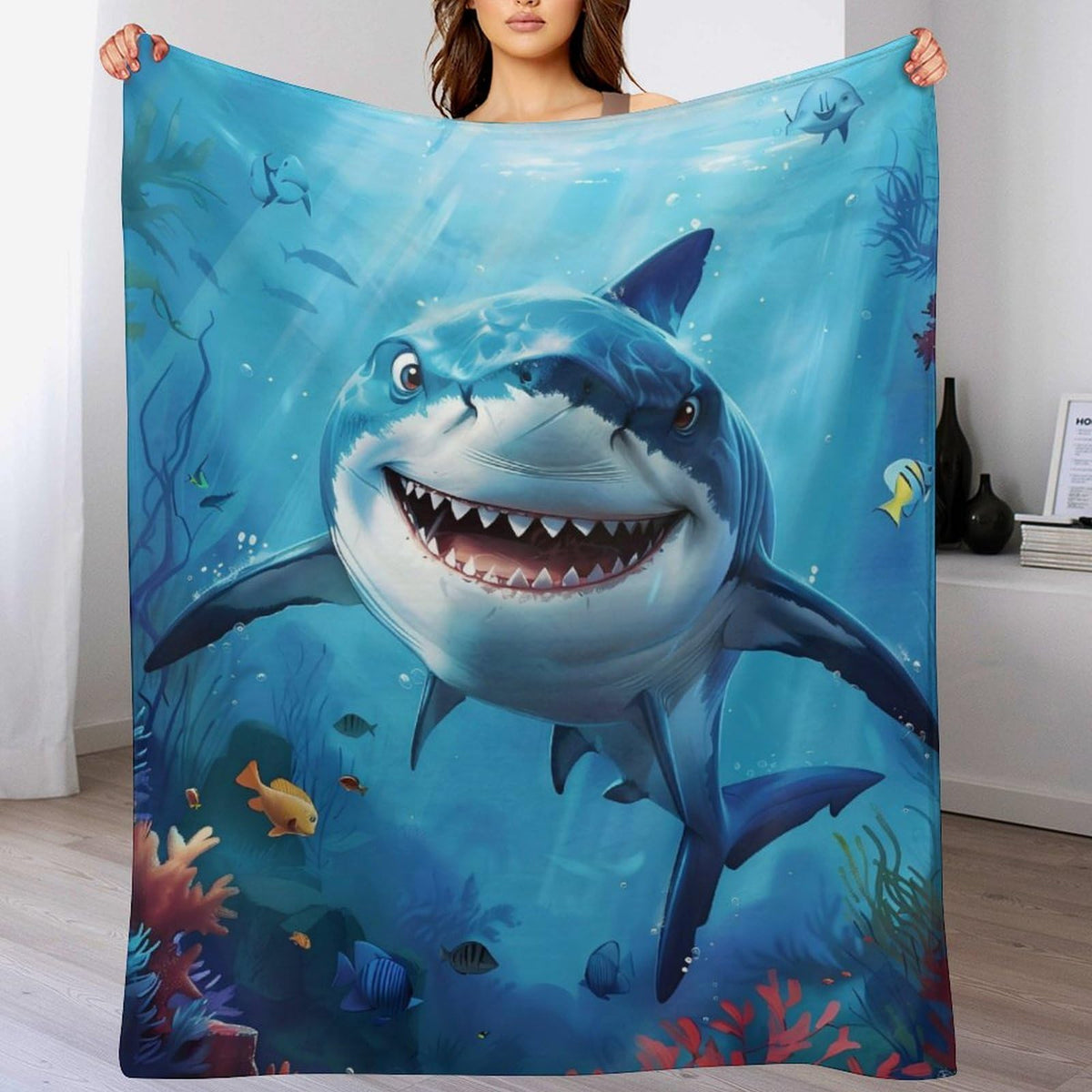Ocean Shark Fleece Throw Blanket (40"x50" / Shark)