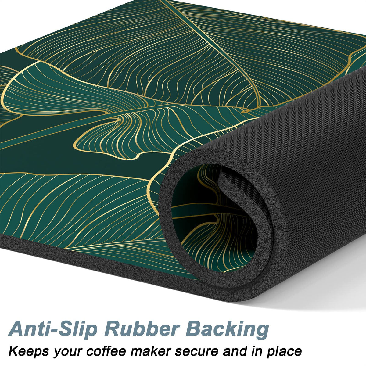Coffee Mat 12" x 19" Cute Tropical Theme Coffee Bar Mats for Espresso Machine Station Accessories and Organizer (Tropical Palm Leaves / 12" x 19")