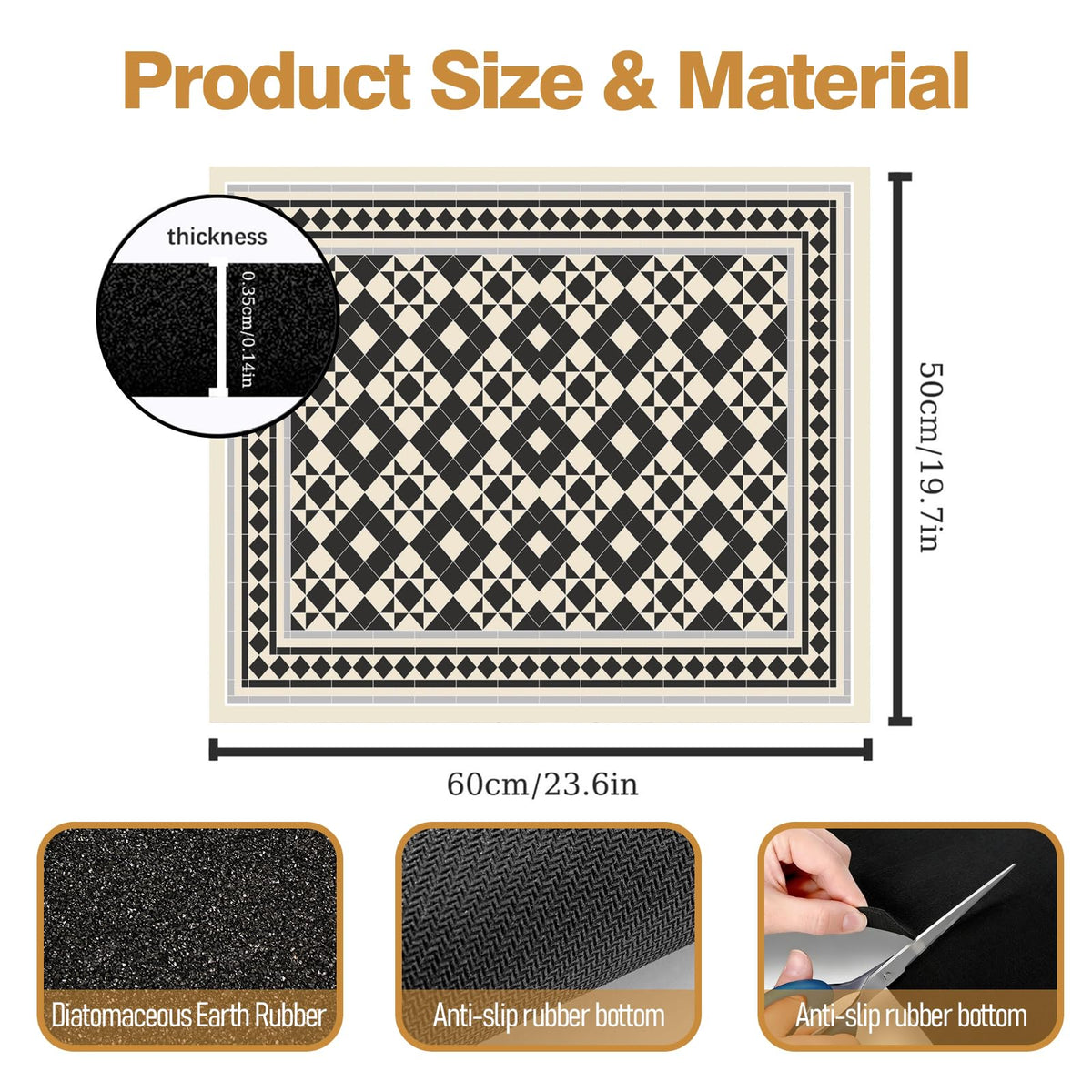 Dryer Top Protector Mat (black white check)