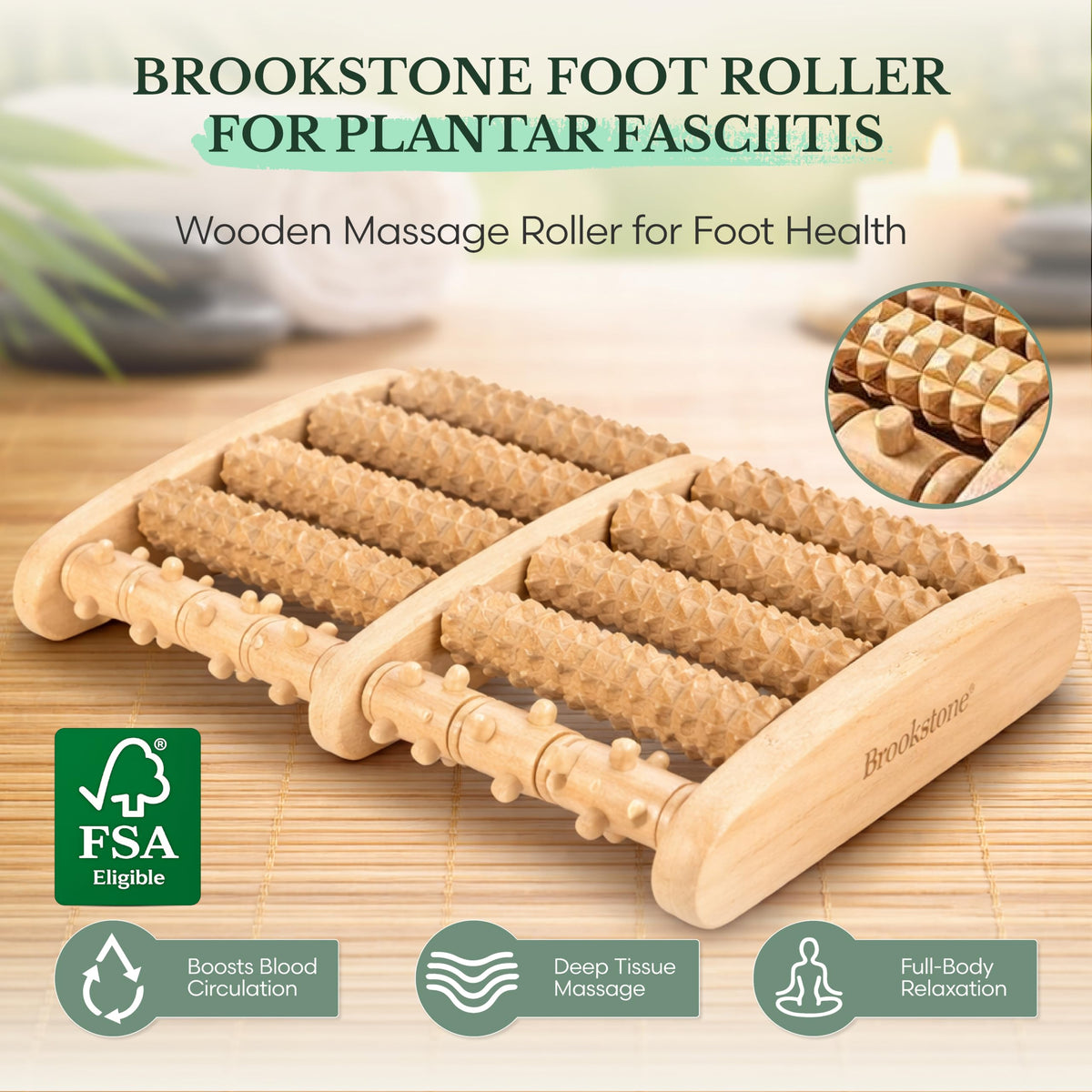 Foot Massager for Neuropathy & Plantar Fasciitis Relief (Oak)