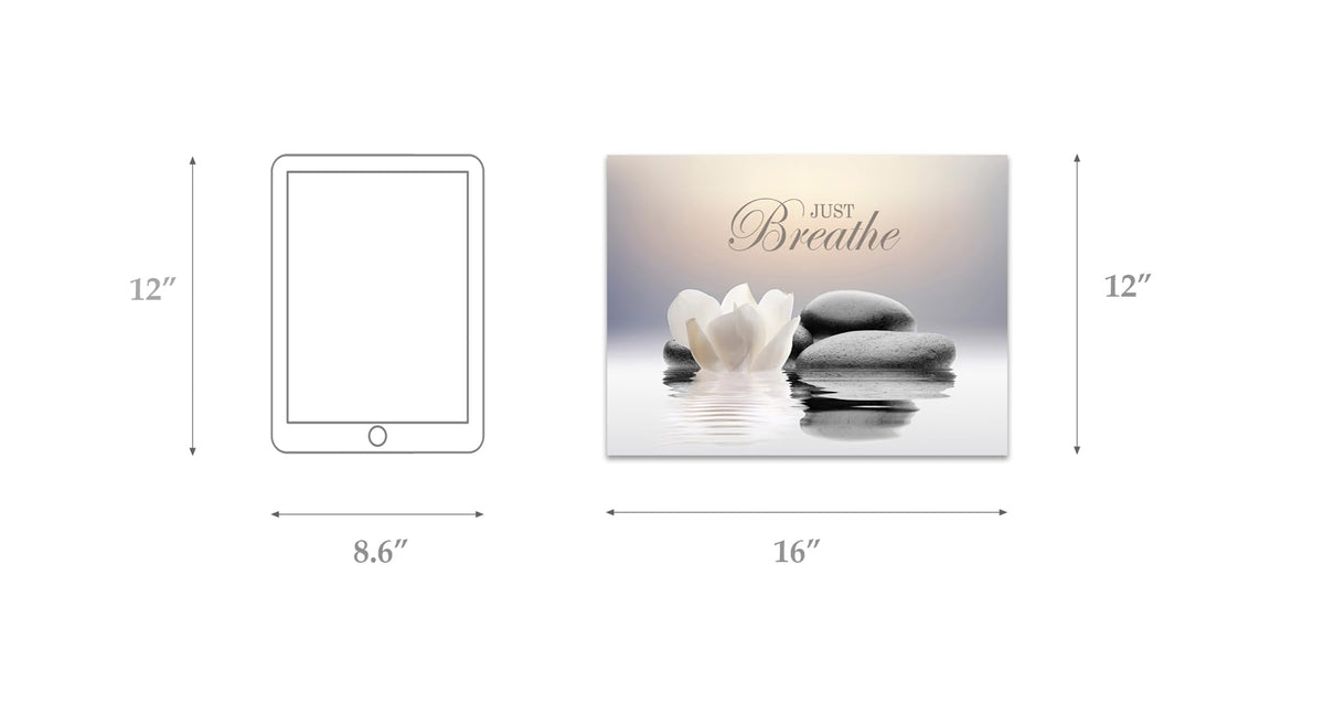Zen Stone Canvas Wall Art Just Breathe Yoga Quotes Poster for Spa Decor White Lotus Flower Pictures Prints for Bathroom Modern Spiritual Artwork Framed (12"L x 16"W / mindset lotus 02)
