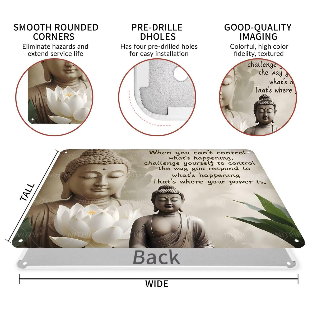 Buddhist Prayer Metal Sign Wall Decor Buddhist Prayer Sign Retro Religious Metal Sign (Buddhist Prayer / 12x18 Inch)