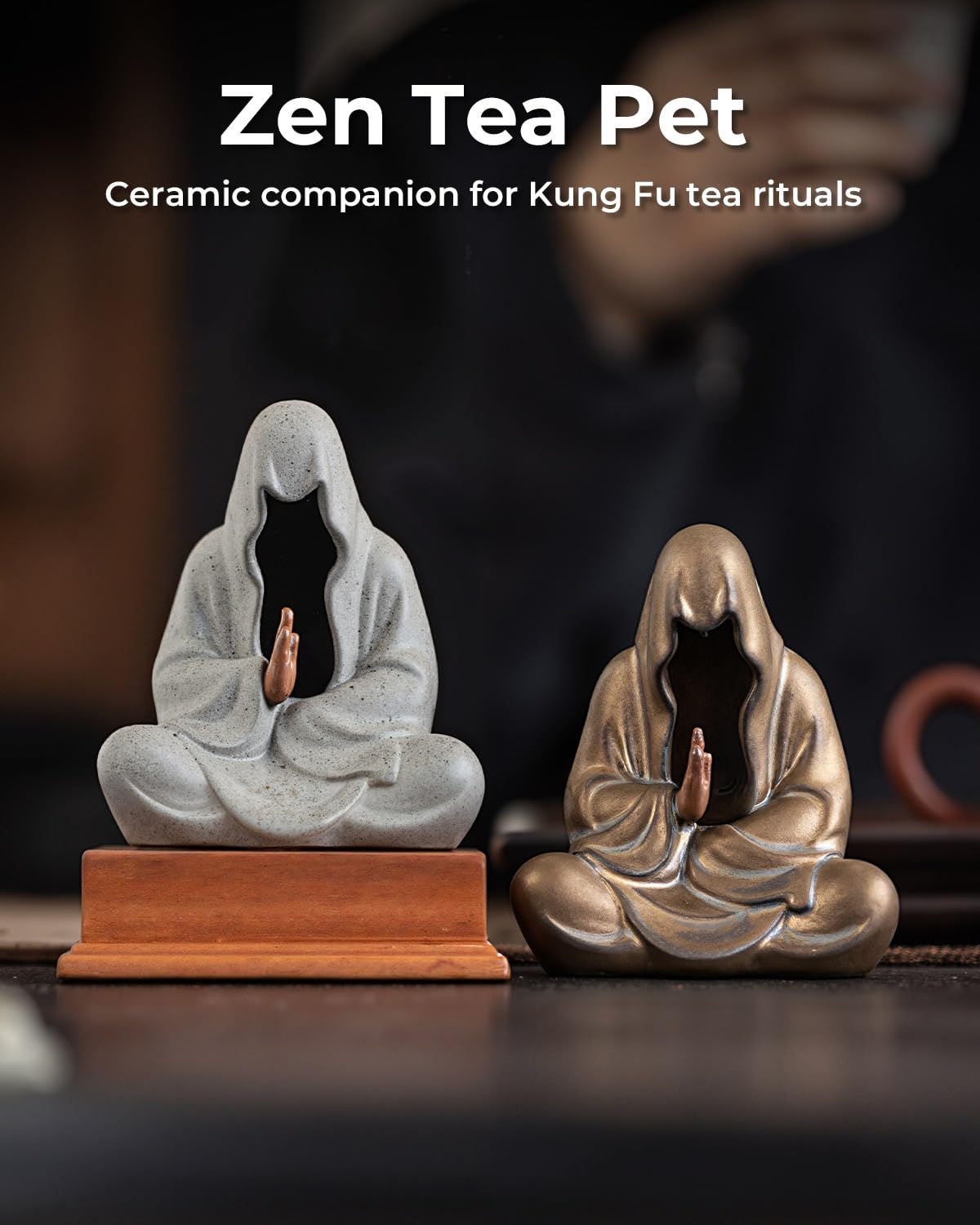 Ceramic Zen Figurine Faceless Tea Pet (Zen Grey)
